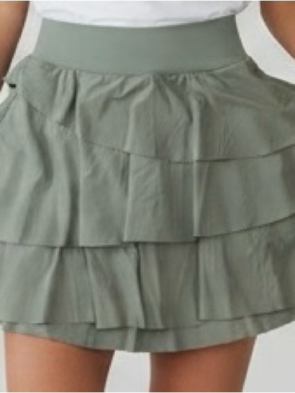Tiered Mini Skirt in Dusty Aqua